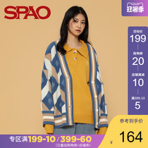 SPAO womens check sweater cardigan spring new fashion trend Korean youth SPCK94TS27