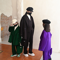 Childrens clothing suit autumn and winter childrens cashmere suit boy and girl double-face velvet three pieces of handsome thickening wool