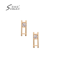 sumni Samini European and American summer new simple geometric artificial zircon 18K gold gold 925 silver earrings female