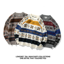 Japanese style mens and womens loose leisure Amika Nordic style couple round neck autumn and winter thick knitted temperament sweater