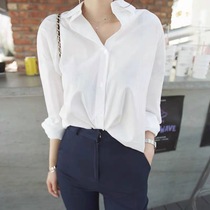 White shirt female Spring and Autumn New 2021 simple high-end big brand temperament fashion foreign style professional work shirt