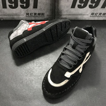 chic sneakers mens beef tendons gray leather thick soled summer mesh 2021 casual new mens shoes