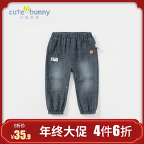 Baby jeans 2021 autumn new baby foreign style pants boy cotton Joker pants tide can be opened