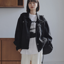 2022 Fall new black Denim Jacket Woman Loose Korean version bf Lazy Wind Spring Autumn dark over blouses