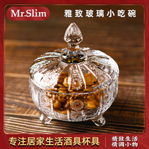 MrSlim Crystal Glass Candy Jar With Cover Snack Bowl Carve Candy Jar Dried Fruit Jars Snack Dish Storage Jar