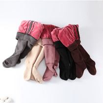 Female childrens pantyhose baby leggings outside wear plus velvet 1-4 years old 2 autumn and winter velvet can open infant and toddler socks