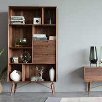 Modern simple Nordic solid wood bookcase combination cabinet multi-functional storage cabinet wine cabinet living room porch cabinet