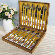 Wish Birthday Gift Love Express Gift Cutlery Ceramic Stainless Steel Chopsticks Soup Spoon West Meal Fork Steak Knife