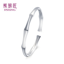 Silver Bear Silver Bracelet Women 999 Sterling Silver Bamboo Bracelet Korean Fashion Bracelet Open Couple Silver Bracelet Men and Women