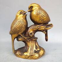 Pure copper magpie ornaments Antique bronze ware Happy eyebrows Double happiness Wedding home Feng Shui decoration craft gifts