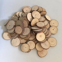 Original wood chip annual ring diy wood piece round wood chip decoration background wall small round solid wood piece material hand painting