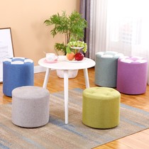 Solid wood small stool creative cloth art round stool fashion living room sofa stool tea table stool short stool for home adult small bench