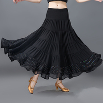 Modern dance skirt New national standard dance dress Female ballroom dance costume large skirt Waltz practice dance skirt