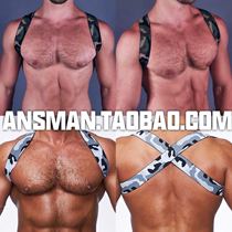 Display large chest with camouflated shoulder strap musculature and fitness band Fitness Band Nightclub Party GoGo Grand Grovel WP