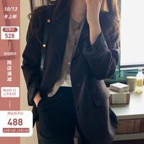 2021 autumn woolen suit jacket womens temperament Korean loose casual versatile English style small suit coat women