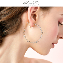 Big brand design spiral high grade gray diamond earrings big earrings without ear hole female advanced sense exaggerated Europe and America