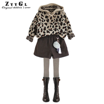 ZYYGL girls new wool shorts fluffy pendant wide leg pants high waist boots pants European and American style primary and secondary school students