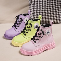 next sara children plus suede Martin boots 2021 winter style girl boots CUHK children shoes Korean version boy short boots