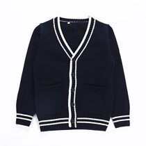 British style school uniform Autumn and winter kindergarten clothes for primary and secondary school students Navy blue long-sleeved sweater suit Childrens class clothes spot