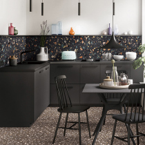 Black color terrazzo floor tiles 600X1200 vintage bathroom bedroom wall tiles Living room antique brick tiles