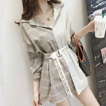 Tide Cards Comeback Collection Waist Lining Woman 2022 Spring Autumn New Port Taste Design Sensation Small Crowdstitch Long Sleeve Shirt Blouse