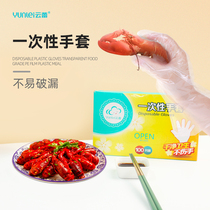 One-time plastic gloves in a lunar box Transparent food grade PE film plastic meal isolation inspection anti-cross gloves