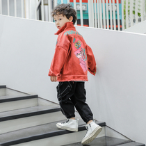 Boy denim coat spring dress 2020 new foreign style childrens jacket medium boy baby spring and autumn