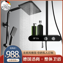 German bathroom intelligent digital display thermostatic shower set bathroom household temperature display shower head black