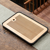 Black pottery dry bubble plate New Chinese household water storage ceramic tea plate Simple dry bubble table Japanese Kung fu tray water storage plate