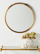 European round retro decorative mirror sofa background wall porch mirror wall hanging home bedroom dressing mirror can be customized
