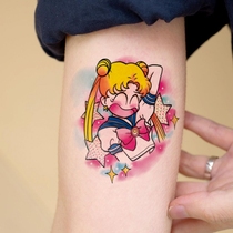 Todays star Pink cute beautiful girl warrior tattoo sticker waterproof female durable cartoon water ice moon tattoo body