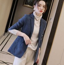Japanese womens small suit jacket female British style 2021 autumn and winter new Western style color point slim wool suit