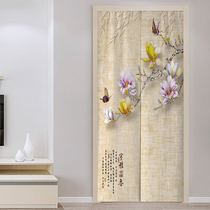 Custom Chinese door curtain partition curtain Kitchen bedroom household aisle occlusion windproof hole-free toilet entrance half curtain