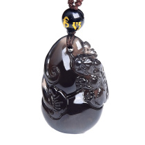 Obsidian gourd Ruyi Pixiu pendant mens fortune leather hugh womens Fu Lu Zeng Wangqing necklace pendant
