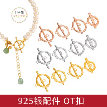 Ka Jane 925 Silver OT link bracelet button diy silver pearl buckle necklace closing connected accessories