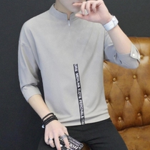 Linen white shirt mens 7-point sleeve shirt mens trendy mens medium long-sleeved 2020 new Korean casual shirt size