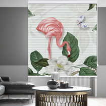 Hang Ke-free punch-free flamingos printed aluminum shutters curtains shade kitchen toilet household waterproof lifting roll curtains
