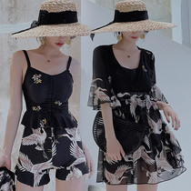 Big code swimsuit woman three sets 200 catty and sexy big breasted bikini fat mm Belly Hot Spring Long Sleeve Hooded Sweatshirt