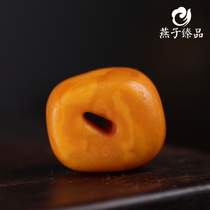 (Swallow Zhen Pin) 10 37g Natural Old Beeswax Peace Buckle Pendant Chicken Oil Yellow Amber Necklace for Men and Women