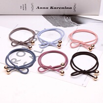 Japanese and Korean womens simple rubber band hair accessories bow gold beads hair rope fashion personality adult hipster head rope