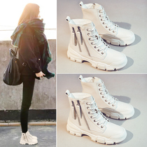 Hong Kong British style genuine leather Martin boots 2020 autumn and winter new Korean version of the wild breathable casual high-top lace-up boots