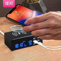 Tibang wireless charger USB socket plug board panel porous row plug with wire switch socket Household Samsung wireless charger with QC3 0 charger Travel dormitory plug board socket converter