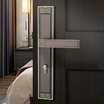 New Chinese door lock indoor door lock Chinese solid wood door muted coffee color handle Chinese wind imitation ancient gate lock