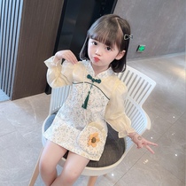 Girl Qipao Dress Princess Dress Princess Hanfu 1 Baby Spring Clothing Foreign Air Children Spring Childrens Clothing 3 Early Spring Skirts Children