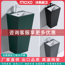 Nordic Creative Post Basin Ceramic Handwashing Table Black Square Column Basin Home Column Style Washbasin Wash Basin