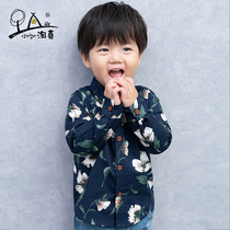 Childrens long sleeve shirt cotton male baby flower shirt Korean spring and autumn boys autumn shirt printed coat boy