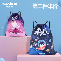 Click Boy Girl Girl Canvas Double Shoulder Bag Children Outdoor Backpack Cram Bouquet Pocket Draw Rope Cashier Bag