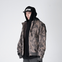 The Dirty Collection trendy camouflage washed Velcro warm hooded flying jacket cotton coat
