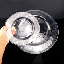 ins day style hammer tattoo transparent glass dinner plate salapan rice dessert bowl dish dish Western food steak swing plate