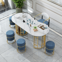 Light luxury Rock board tea table and chair combination office tea table simple modern drinking tea kung fu tea table home small tea table